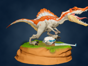 spinosaurus miniature print also with textures two versions 3d print model 3D Model