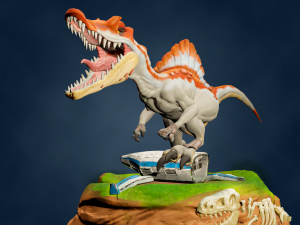 spinosaurus miniature print also with textures two versions 3d print model 3D Model