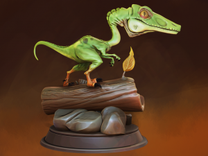 stylized dinosaur compsognathus 3d print model 3Dプリントモデル