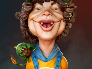 dustin with his pet - bust stranger things 3D-printmodel