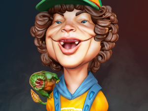 dustin with his pet - bust stranger things 3D प्रिंट मॉडल