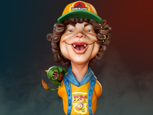 dustin with his pet - bust stranger things 3D प्रिंट मॉडल