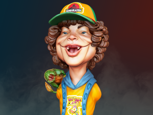 dustin with his pet - bust stranger things 3D प्रिंट मॉडल
