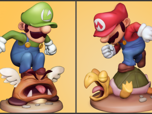 Mario and Luigi Miniature Figurines 3D-printmodel