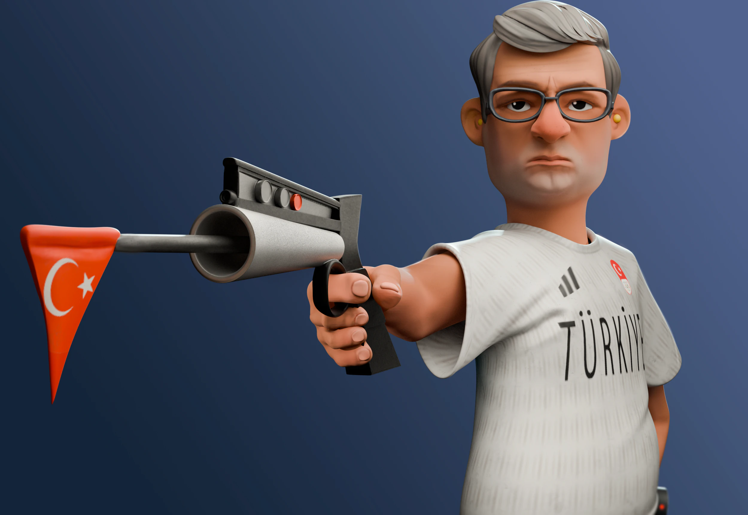 Turkish Sharp Shooter Olympics 3D Print Model .c4d .max .obj .3ds .fbx .stl .blend
