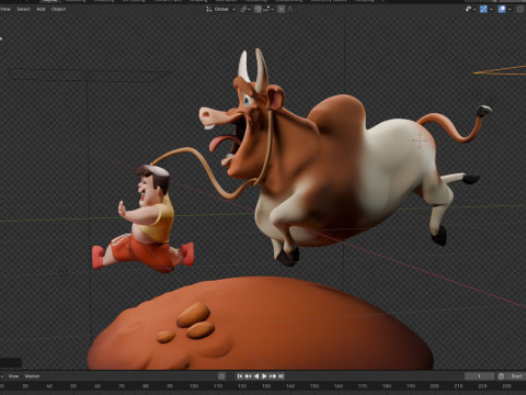 Stylized Cow and The Boy 3D Model