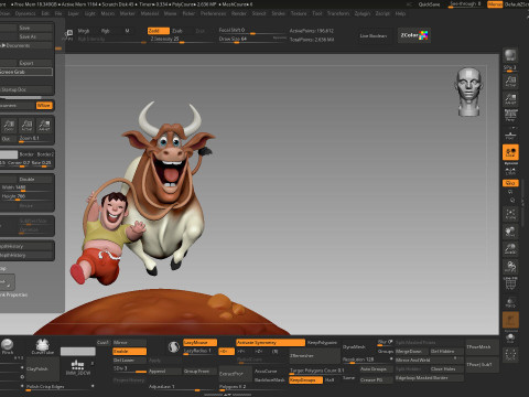 Stylized Cow and The Boy 3D Model