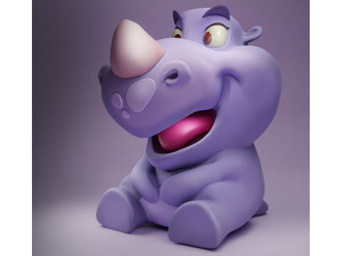 Stylized Animal Rhinoceros - 3D Print Model - Include Textures 3D-printmodel