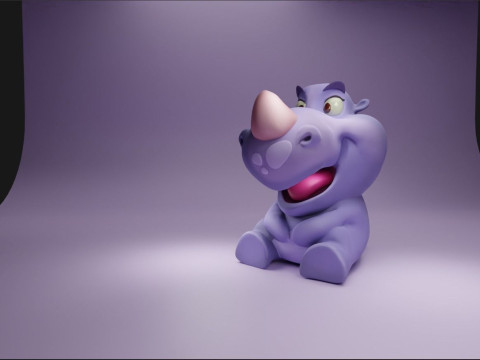 Stylized Animal Rhinoceros - 3D Print Model - Include Textures Model Cetak 3D