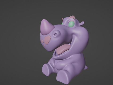 Stylized Animal Rhinoceros - 3D Print Model - Include Textures Model Cetak 3D