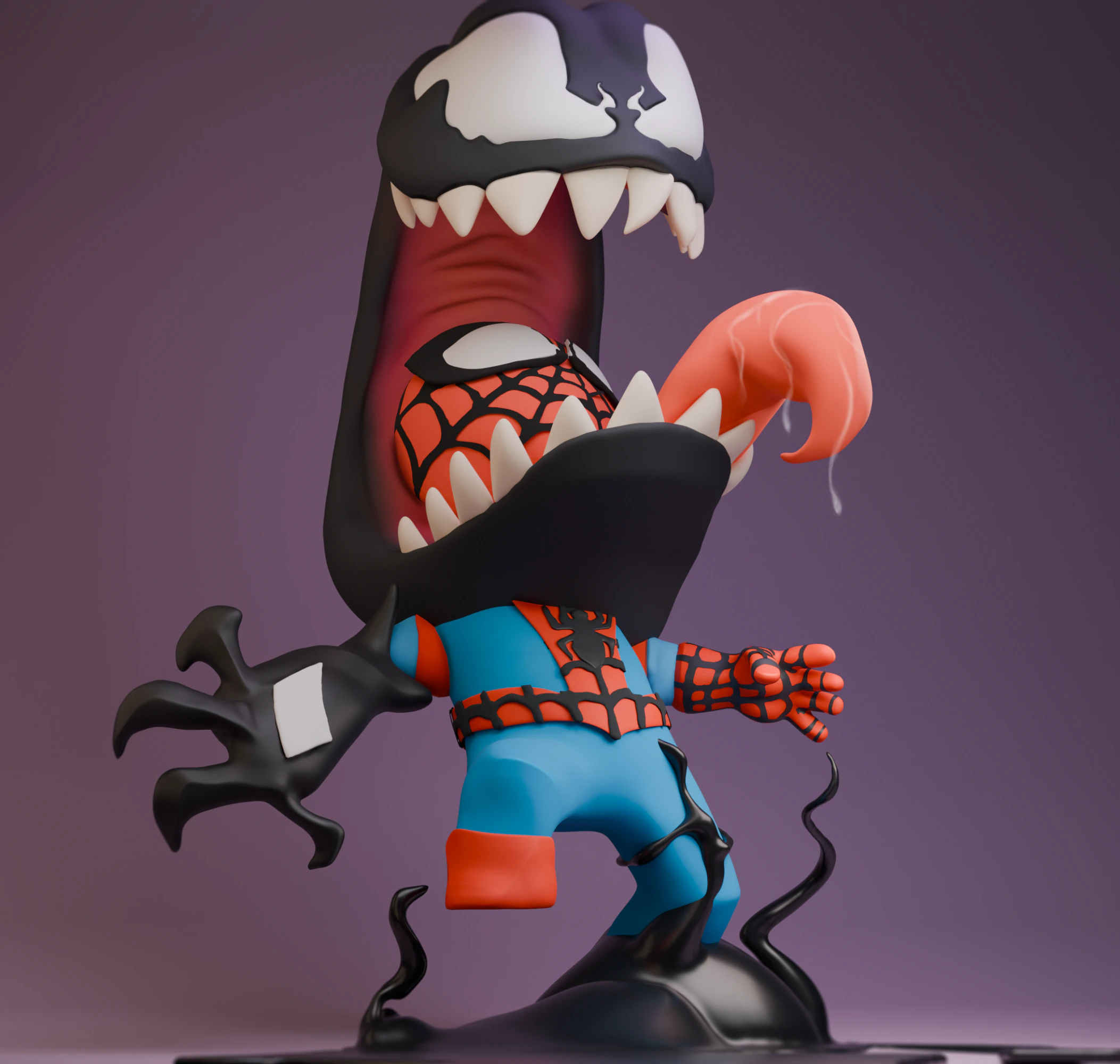 Spiderman x Venom Chibi Style 3D Print Model .c4d .max .obj .3ds .fbx .stl .blend