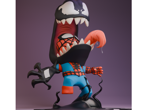 Spiderman x Venom Chibi Style 3Dプリントモデル