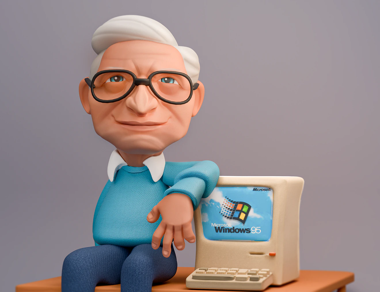 Bill Gates Figurine 3D Model .c4d .max .obj .3ds .fbx .stl .blend 