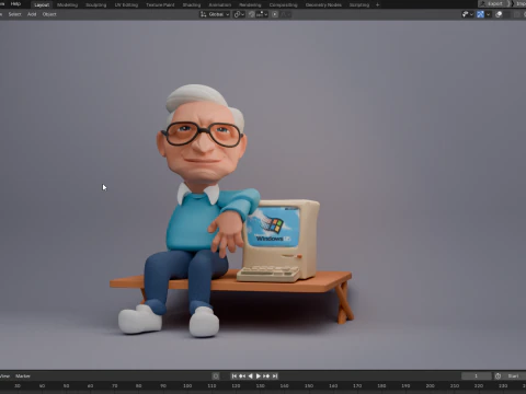 Bill Gates Figurine 3D Model