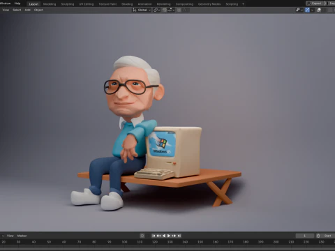 Bill Gates Figurine 3D Model