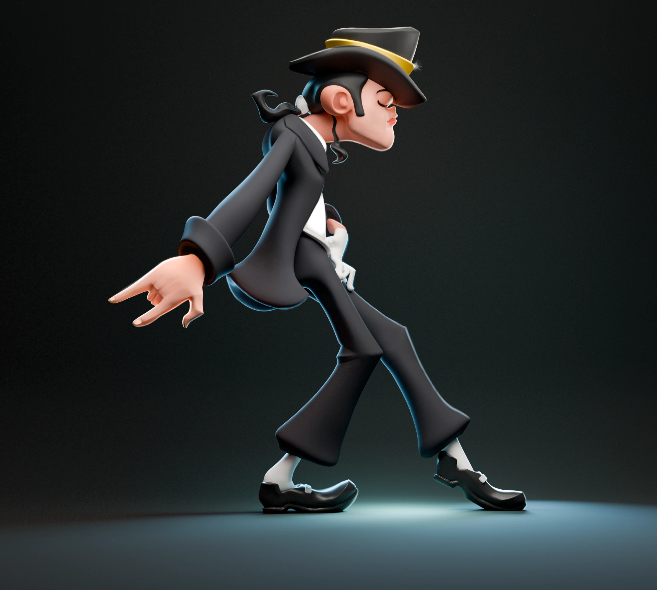 Michael Jackson Cartoon Figurine 3D Print Model .c4d .max .obj .3ds .fbx .stl .blend