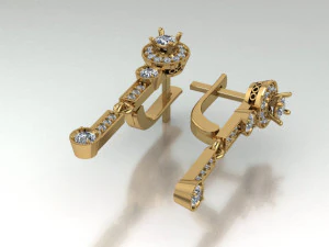 jewelry gold earrings with stones 3D Print Model