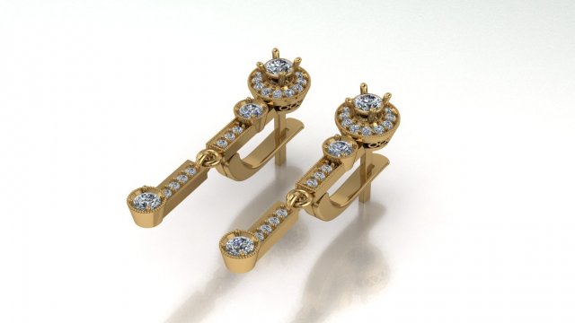 jewelry gold earrings with stones Modèles 3D en vedette .c4d .max .obj .3ds .fbx .stl .blend