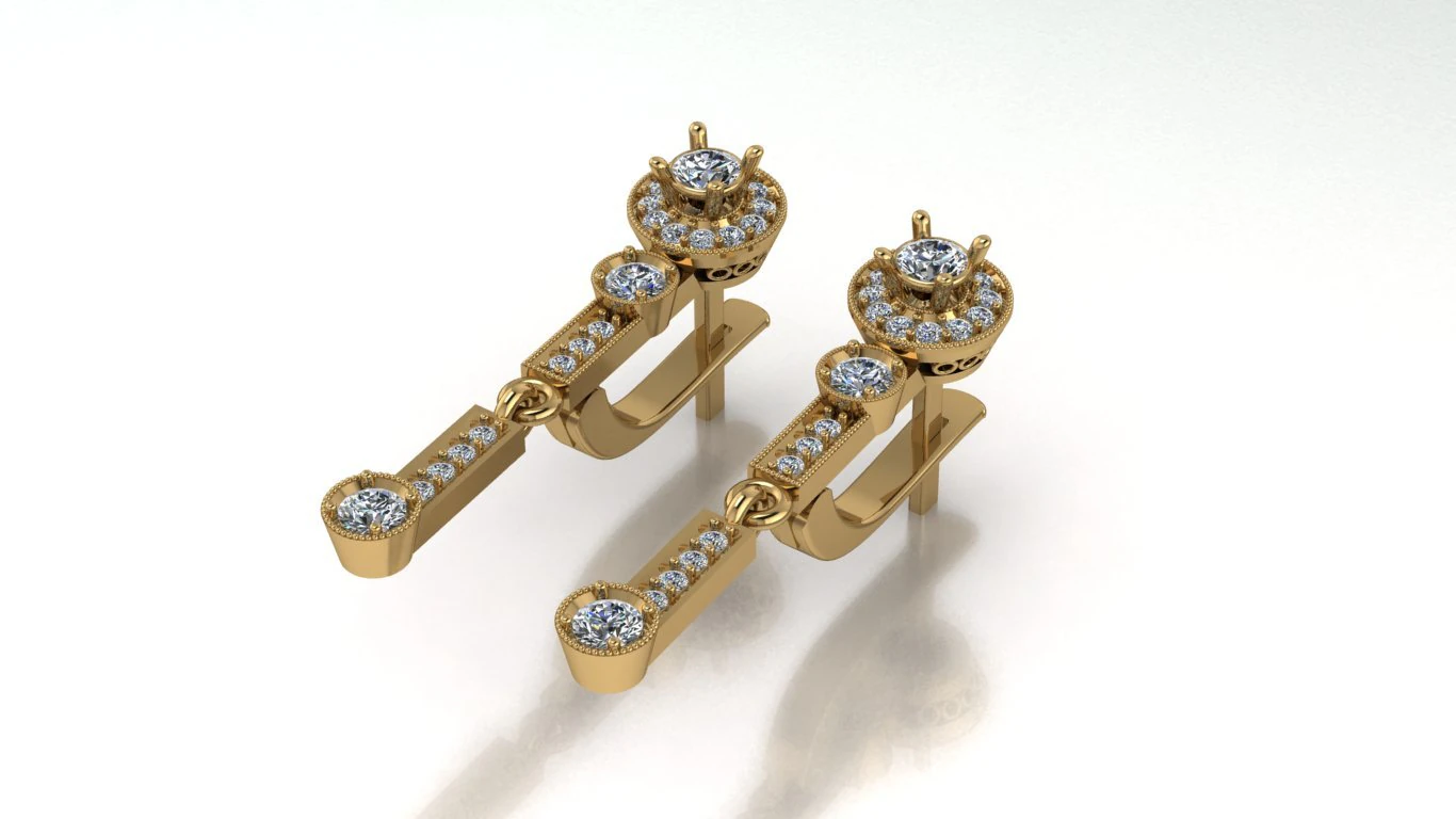 jewelry gold earrings with stones 3D Print Model .c4d .max .obj .3ds .fbx .stl .blend