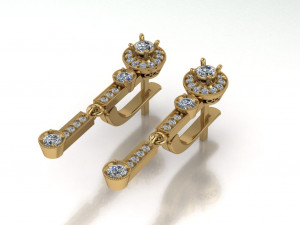 jewelry gold earrings with stones 3D 프린트 모델