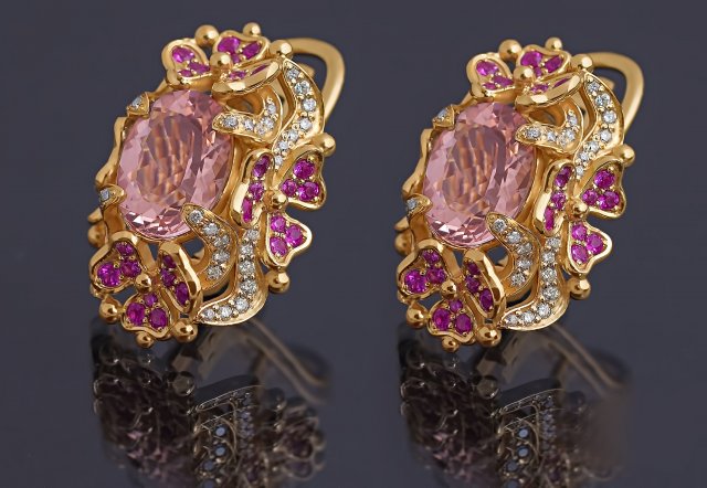 exclusive earrings with stones 3D प्रिंट मॉडल .c4d .max .obj .3ds .fbx .stl .blend