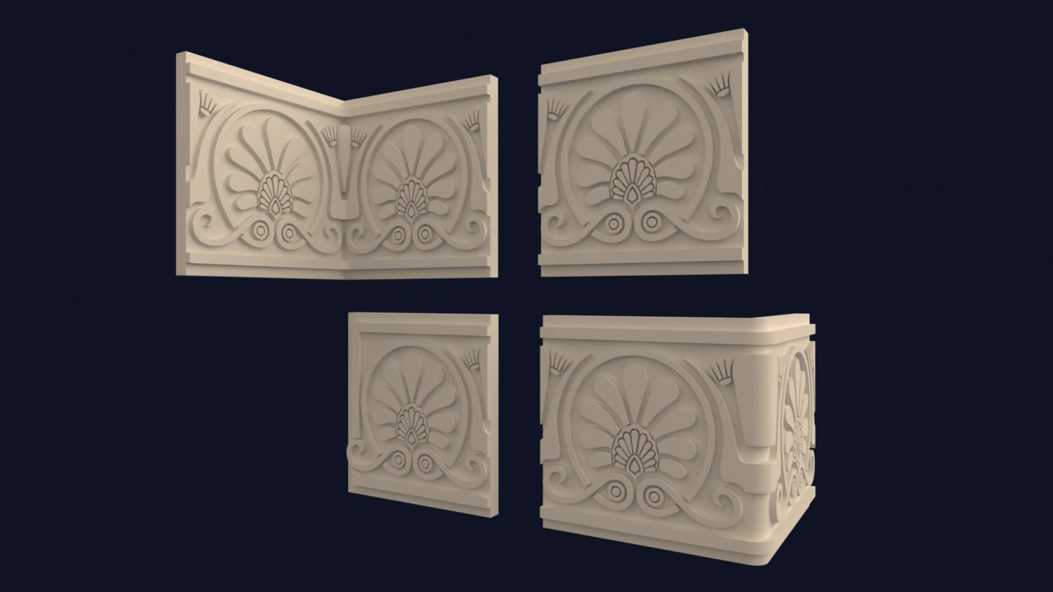 greek frieze ornament pack 3D Model .c4d .max .obj .3ds .fbx .stl .blend