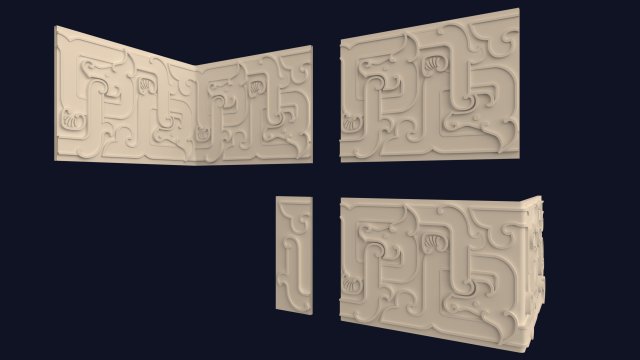 chinese frieze ornament pack Model 3D .c4d .max .obj .3ds .fbx .stl .blend 
