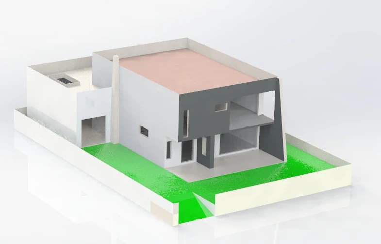 house realized with solidworks built on a ground of 500 m 3D Model .c4d .max .obj .3ds .fbx .stl .blend 