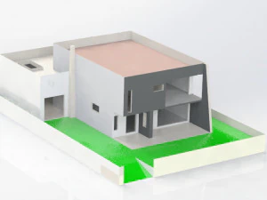 house realized with solidworks built on a ground of 500 m 3D Model