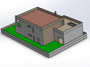house realized with solidworks built on a ground of 500 m Model 3D