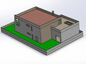 house realized with solidworks built on a ground of 500 m 3D Model