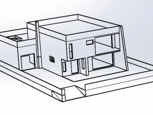 house realized with solidworks built on a ground of 500 m 3D Model