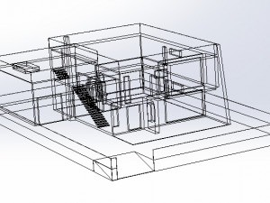 house realized with solidworks built on a ground of 500 m Model 3D