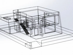house realized with solidworks built on a ground of 500 m 3D Model