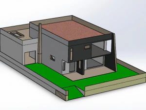 house realized with solidworks built on a ground of 500 m 3D Model