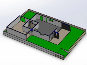 house realized with solidworks built on a ground of 500 m 3D Model