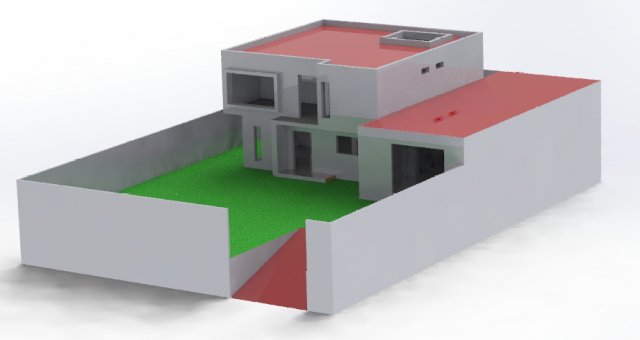 house on a ground of 500 m2 3D Modell .c4d .max .obj .3ds .fbx .stl .blend