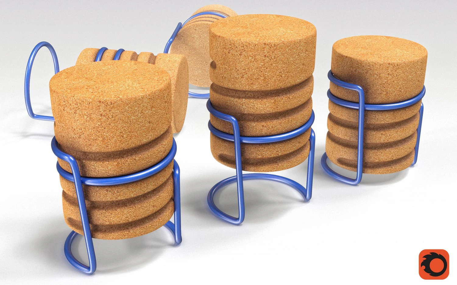 cork seat 3D Model .c4d .max .obj .3ds .fbx .stl .blend