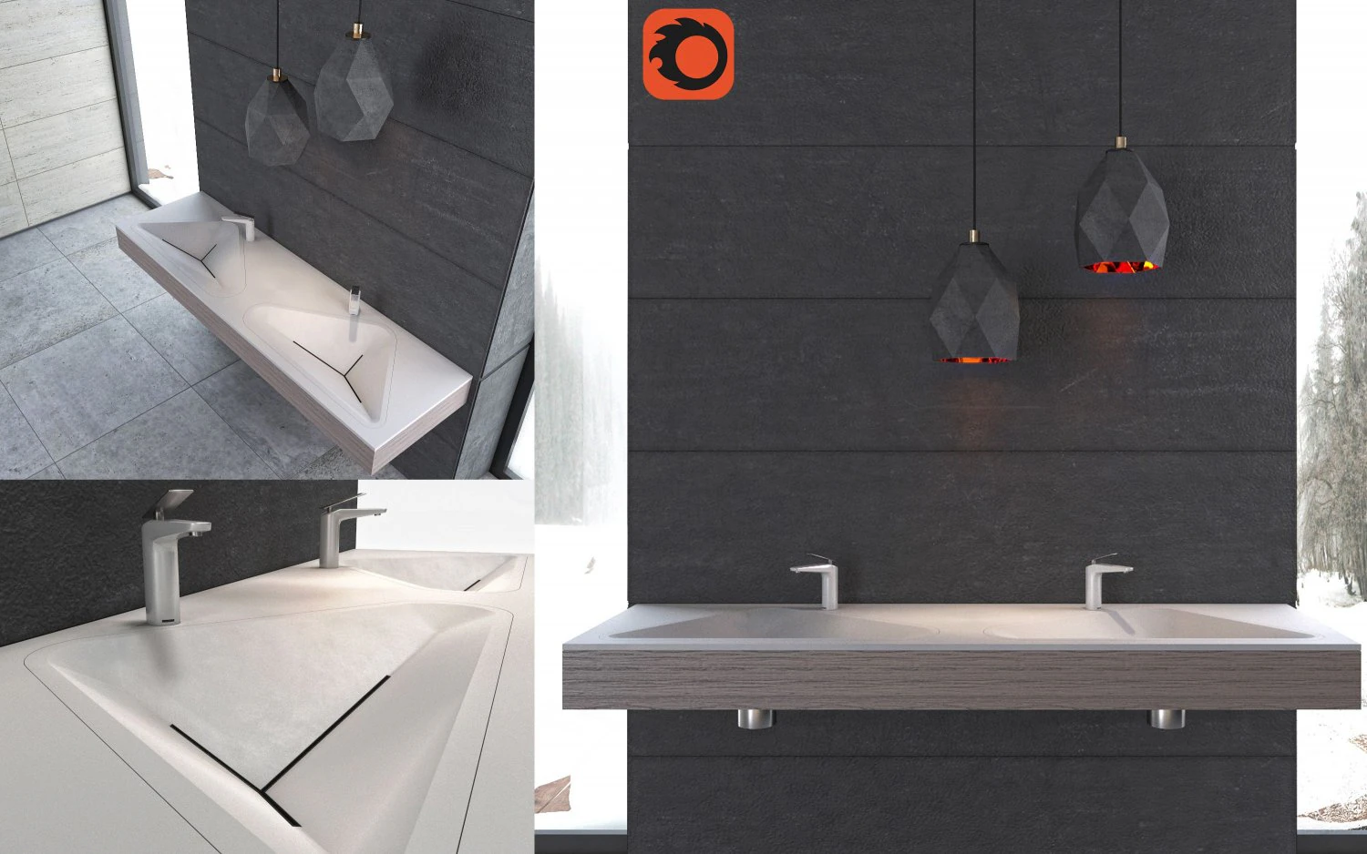 monolit bathroom sink 3D Model .c4d .max .obj .3ds .fbx .stl .blend 