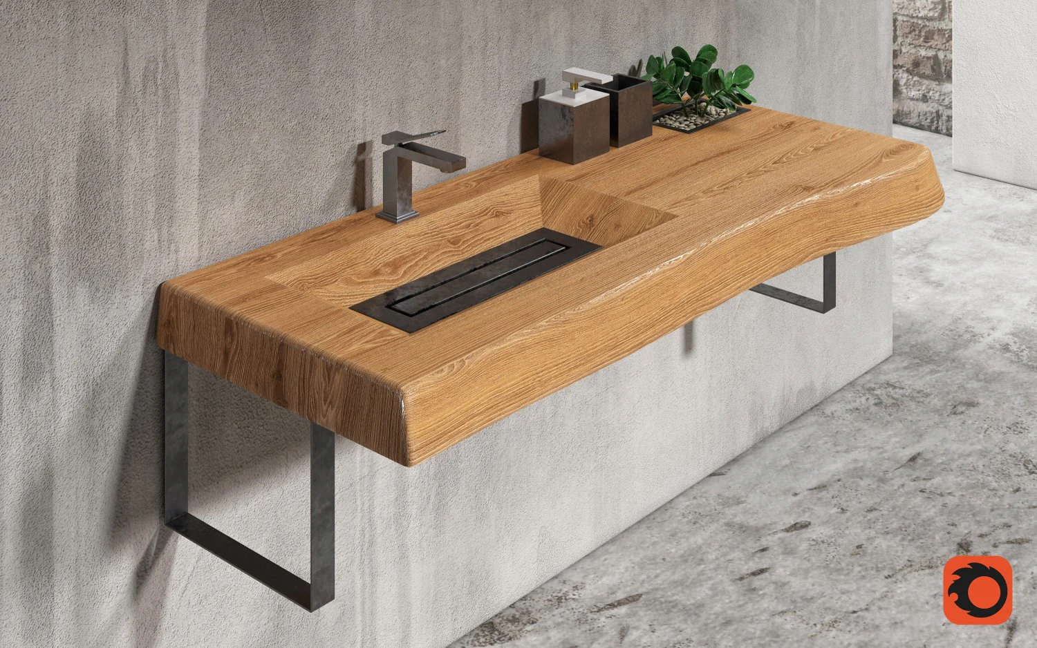 wood bathroom sink 3D Model .c4d .max .obj .3ds .fbx .stl .blend