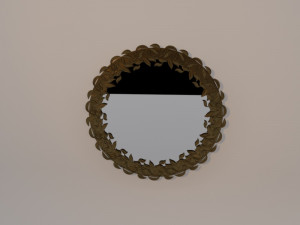 round mirror leaf ornament 3D Model