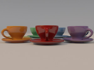 ceramic teacups 3D Model