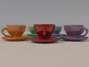 tazas de t&eacute; de cer&aacute;mica Modelo 3D