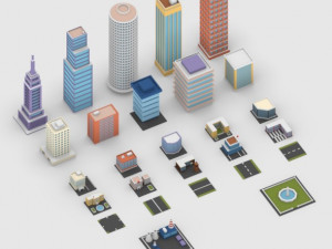 Low Poly City Buildings Pack 3D Model
