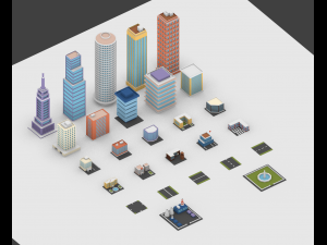 Low Poly City Buildings Pack 3D Model