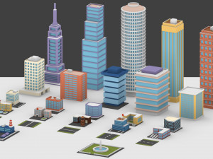 Low Poly City Buildings Pack 3D Model