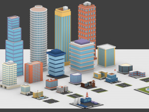 Low Poly City Buildings Pack 3D Model