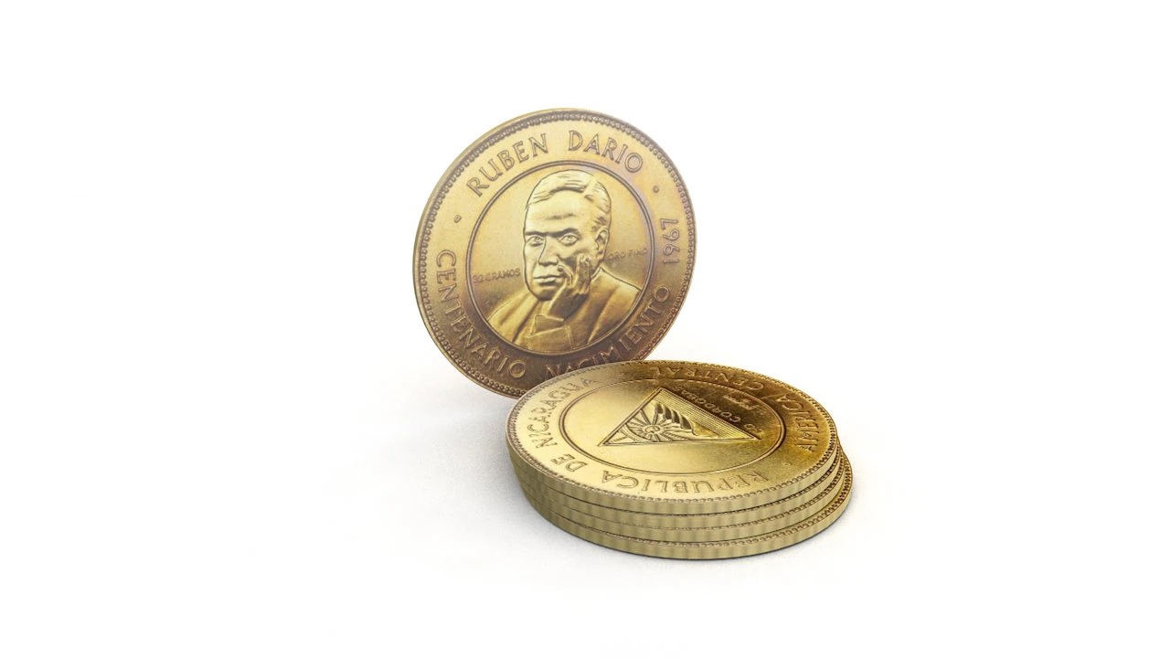 gold coin 100th anniversary - birth of ruben dario 3D Model .c4d .max .obj .3ds .fbx .stl .blend 