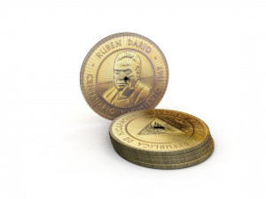 gold coin 100th anniversary - birth of ruben dario Model 3D