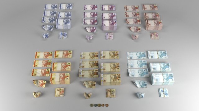 brazilian real brl currency pack 3D 모델 .c4d .max .obj .3ds .fbx .stl .blend